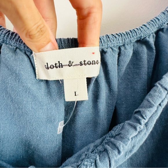 $148 Anthropologie Cloth & Stone Linen Tie Front Mini Dress - Picture 5 of 9